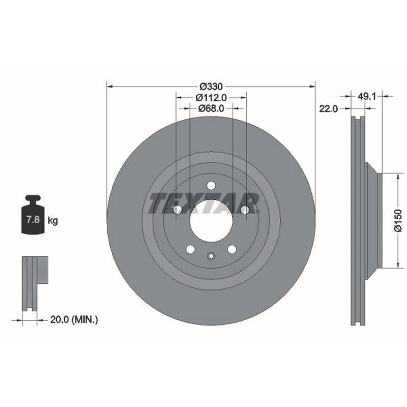 Textar 2 x Rear Brake Discs 92132603