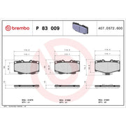 Brembo 4 x Front Brake Pad Set P83009