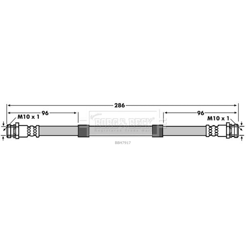 Borg & Beck Brake Hydraulic Hose Line Rear Left BBH7917