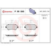 Brembo 4 x Front Brake Pad Set P59050