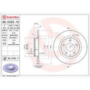 Brembo 2 x Solid Rear Brake Discs 08.C423.11