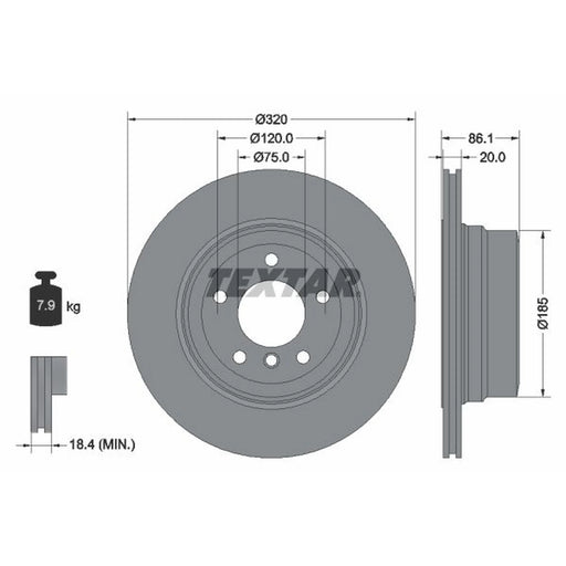 Textar 2 x Internally Vented Rear Brake Discs 92202003