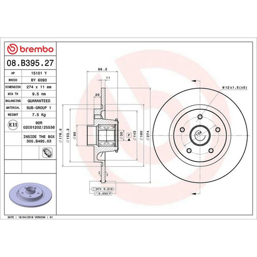 Brembo Rear Brake Discs 08.B395.27