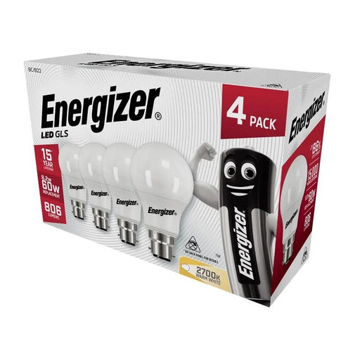 Energizer® LED BC (B22) Opal GLS Non-Dimmable Bulb, Warm White 806 Im 8.2W (Pack