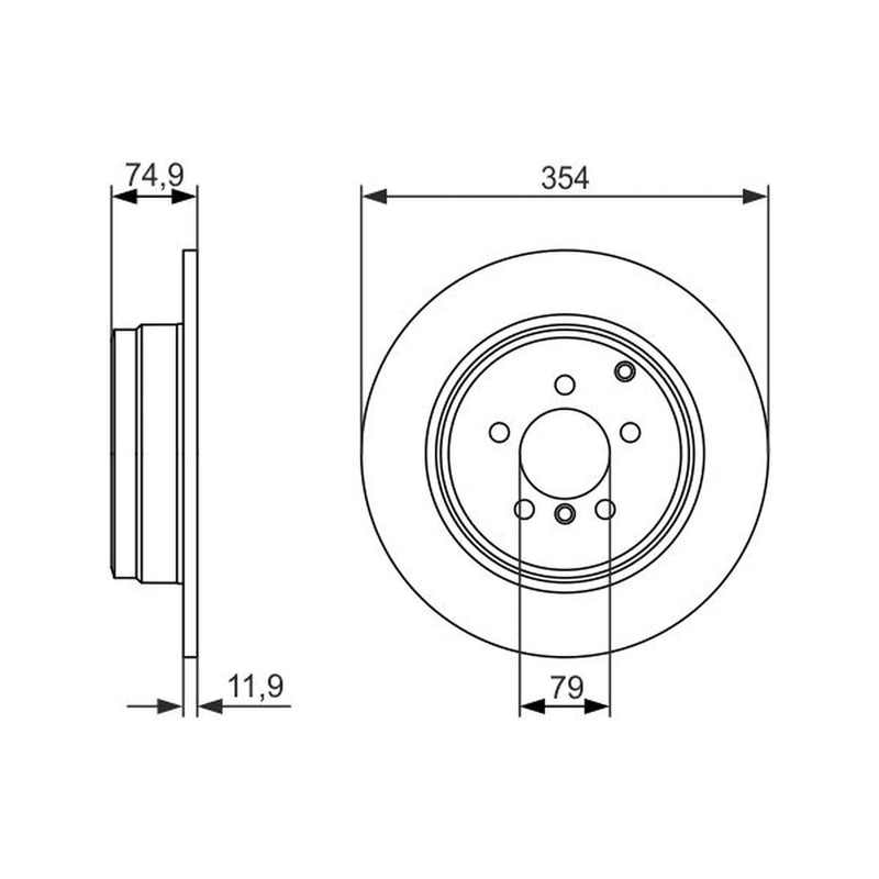 Bosch 2 x Solid Rear Brake Discs 0 986 479 612