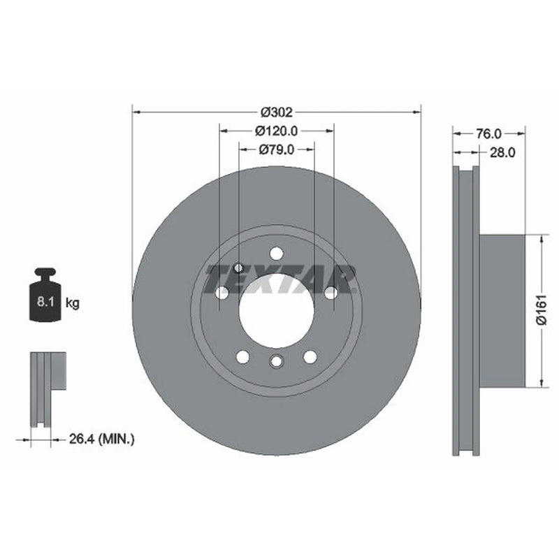 Textar 2 x Vented Front Brake Discs 92042400