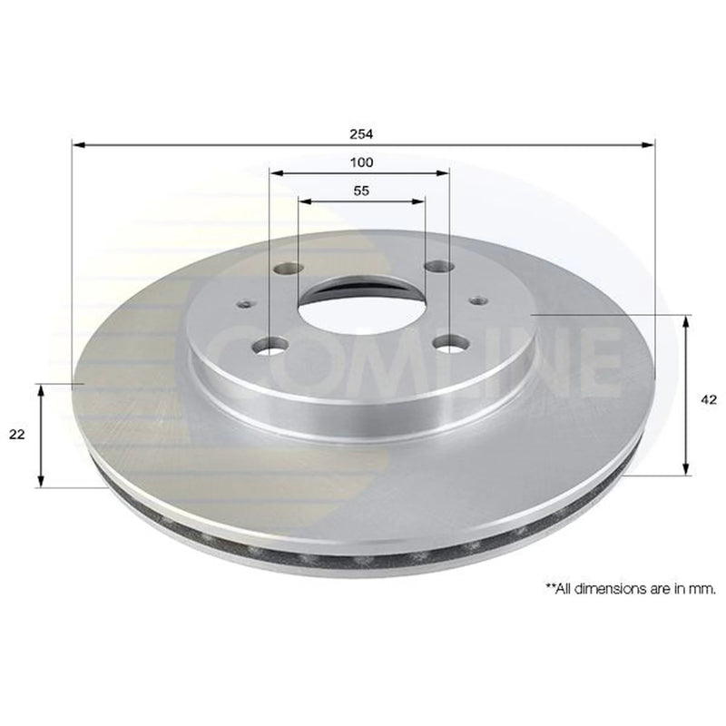 Comline 2 x Internally Vented Front Brake Discs ADC0618V