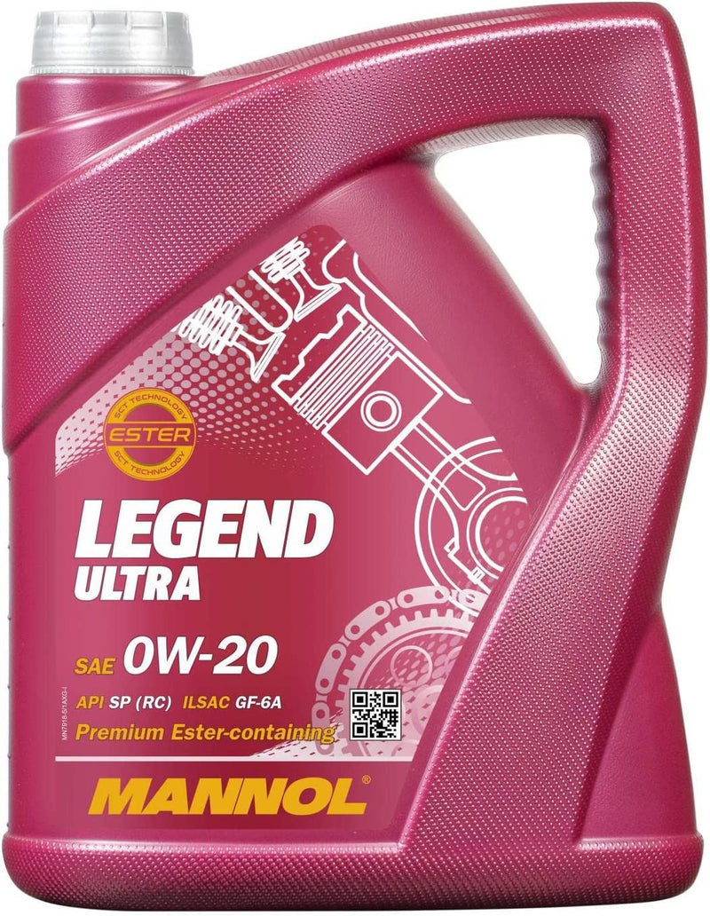 MANNOL 5L 0W20 Fully Synthetic Long Life Engine Oil API SP, GF-5, Dexos1 Gen2