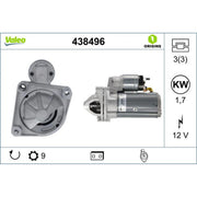 Valeo Starter Motor 12V 1.7kW 9 Teeth 438496