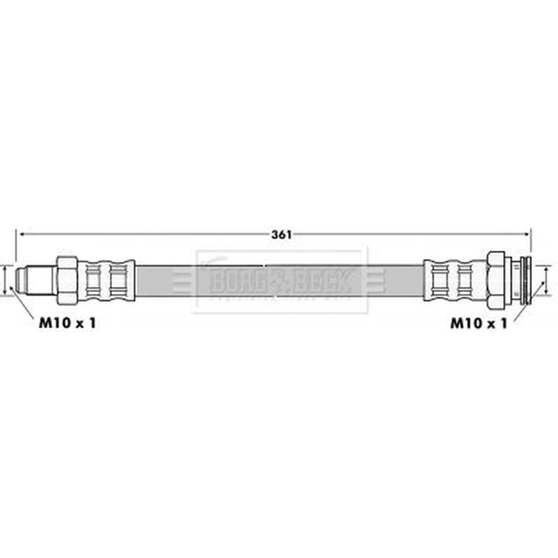 Borg & Beck Brake Hydraulic Hose Line Front Left BBH6509