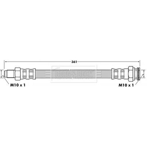 Borg & Beck Brake Hydraulic Hose Line Front Left BBH6509