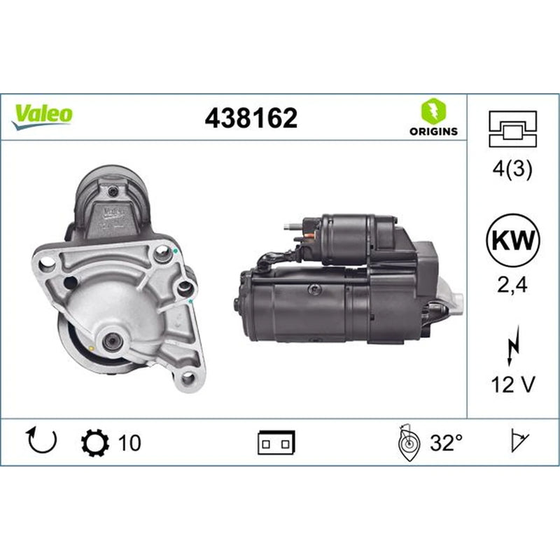 Valeo Starter Motor 12V 2.4kW 10 Teeth 438162