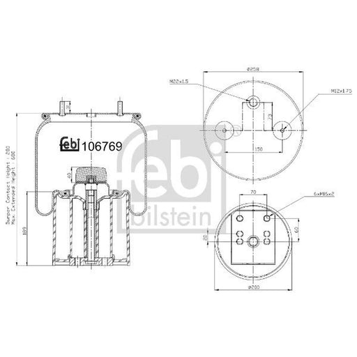 Febi Air Suspension Bellow 200mm 106769