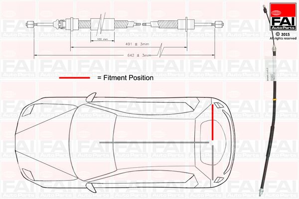 FAI Handbrake Cable Right Rear