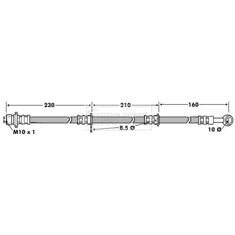 Borg & Beck Brake Hydraulic Hose Line Front Left BBH7448