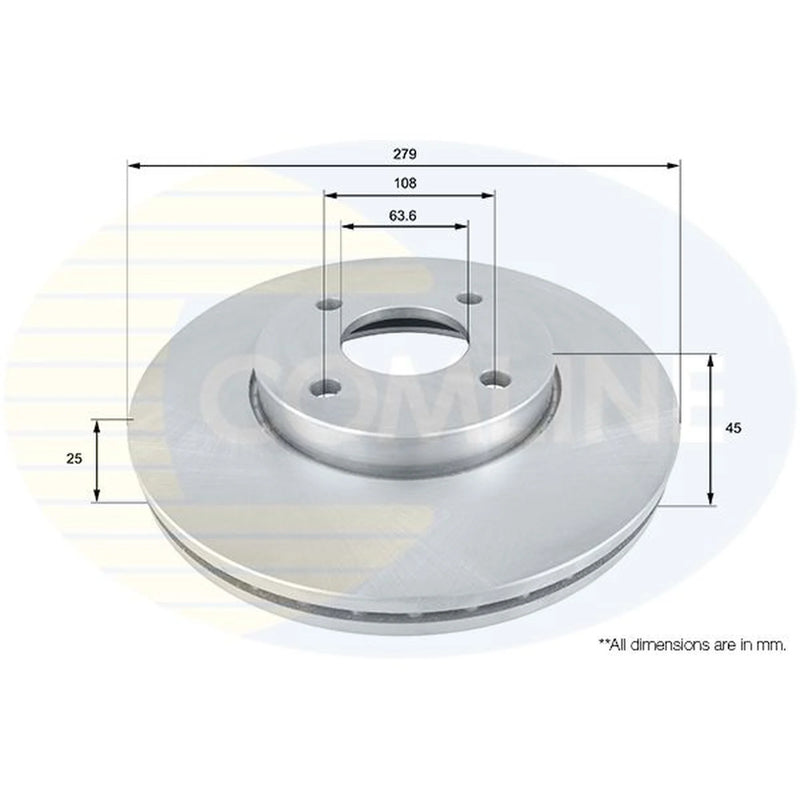 Comline 2 x Internally Vented Front Brake Discs ADC1244V