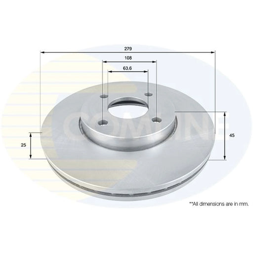 Comline 2 x Internally Vented Front Brake Discs ADC1244V