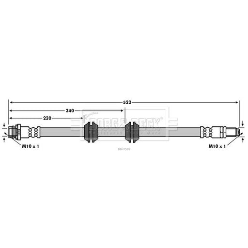 Borg & Beck Brake Hydraulic Hose Line Rear Left BBH7599