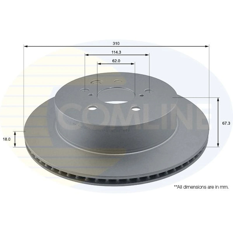 Comline 2 x Internally Vented Rear Brake Discs ADC01123V