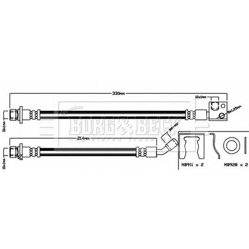 Borg & Beck Brake Hydraulic Hose Line Rear Left BBH8035