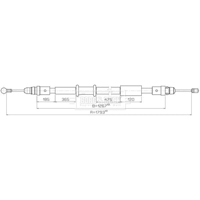 Borg & Beck Handbrake Cable Left Rear BKB3904