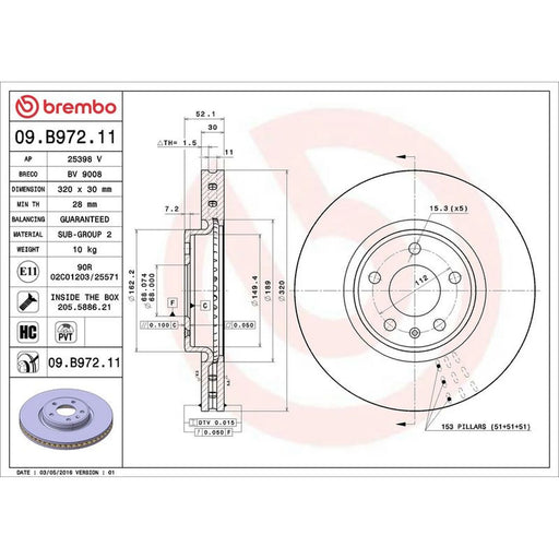 Brembo 2 x Front Brake Discs 09.B972.11