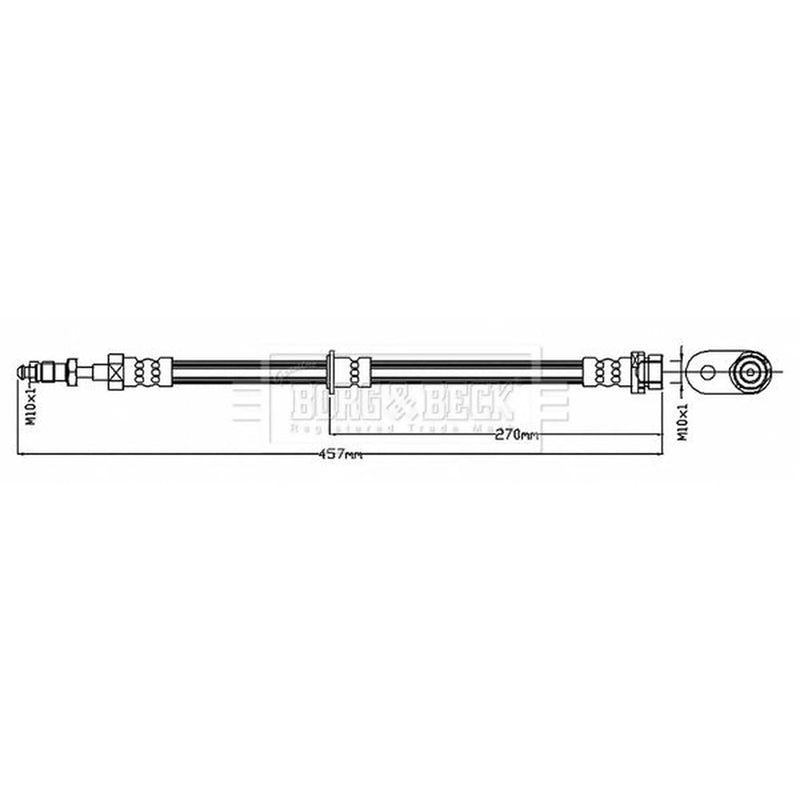 Borg & Beck Brake Hydraulic Hose Line Rear Left BBH8705