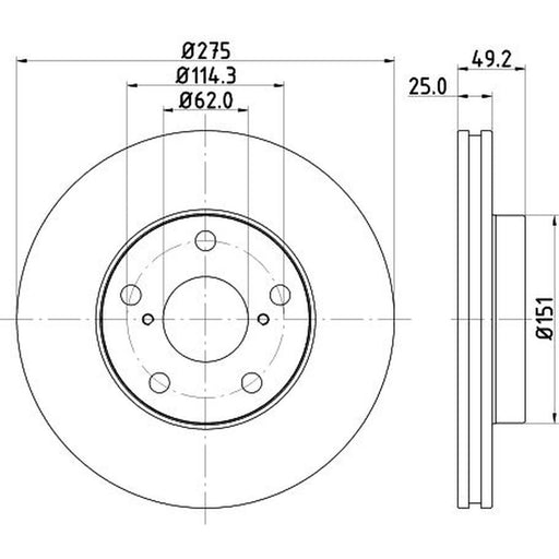 DON 2 x Internally Vented Front Brake Discs PCD18742