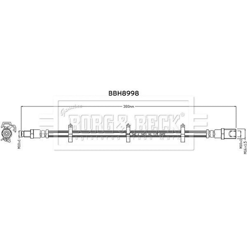 Borg & Beck Brake Hydraulic Hose Line Rear Left BBH8998