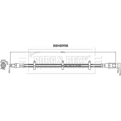 Borg & Beck Brake Hydraulic Hose Line Rear Left BBH8998