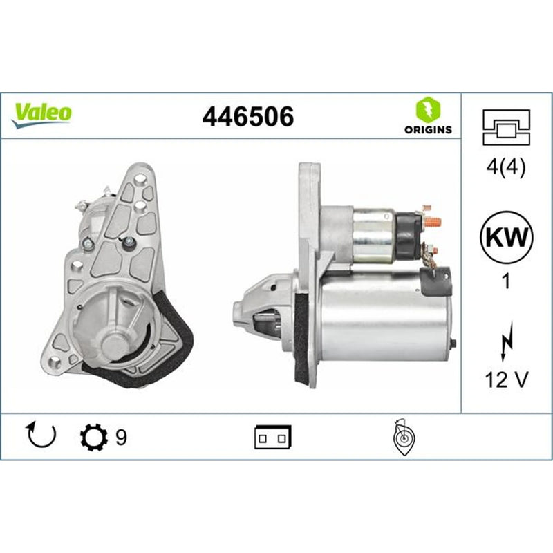 Valeo Starter Motor 12V 1kW 9 Teeth 446506