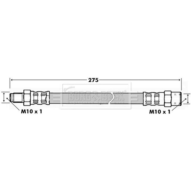Borg & Beck Brake Hydraulic Hose Line Rear Left BBH7296
