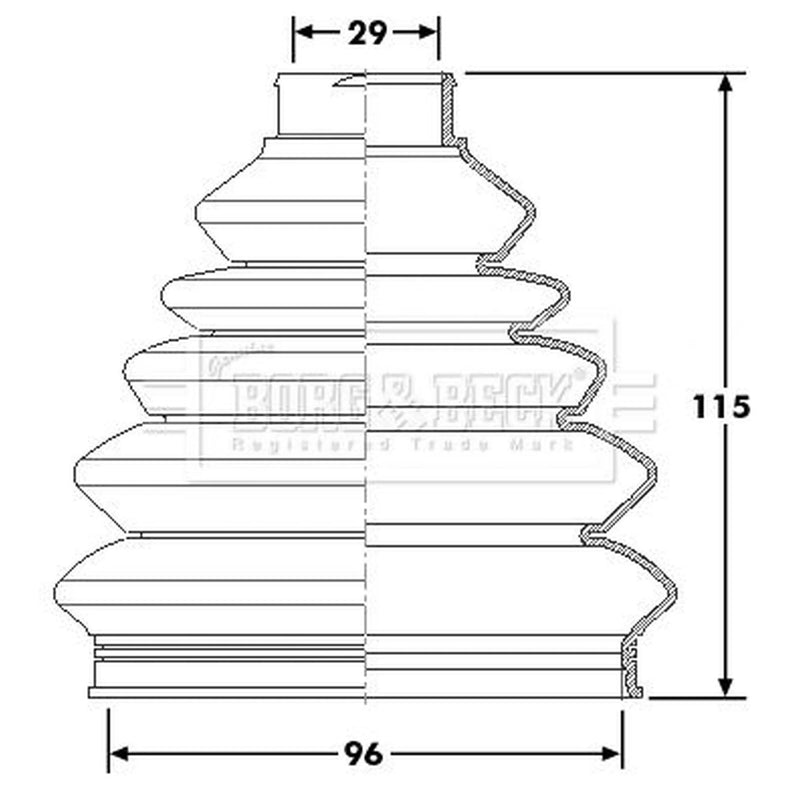 Borg & Beck Drive Shaft Bellow Kit Front Left Thermoplast BCB6180