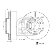 Febi 2 x Internally Vented Front Brake Discs 188798