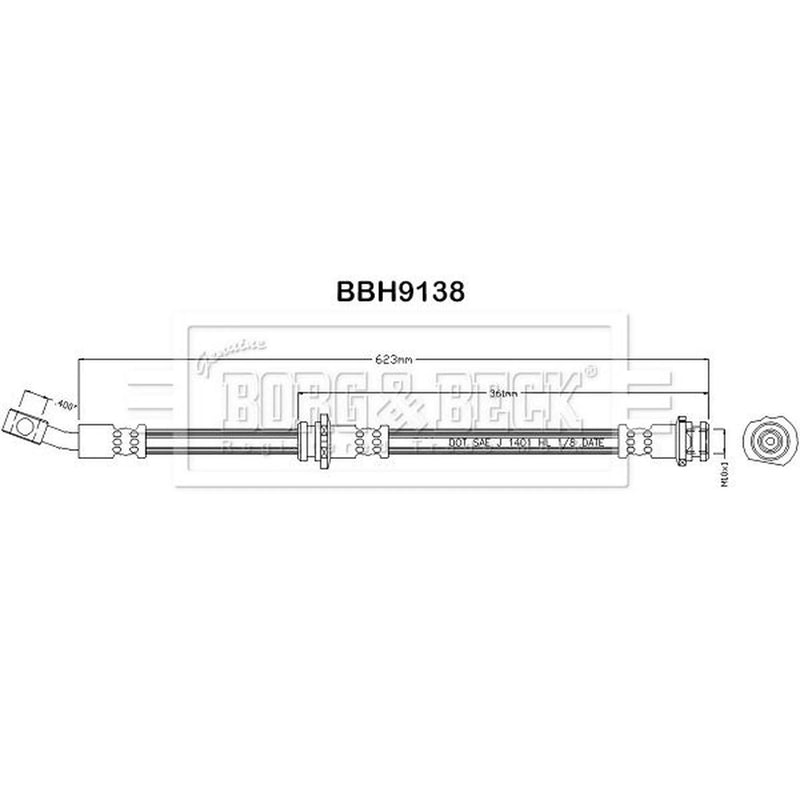 Borg & Beck Brake Hydraulic Hose Line Front Right BBH9138