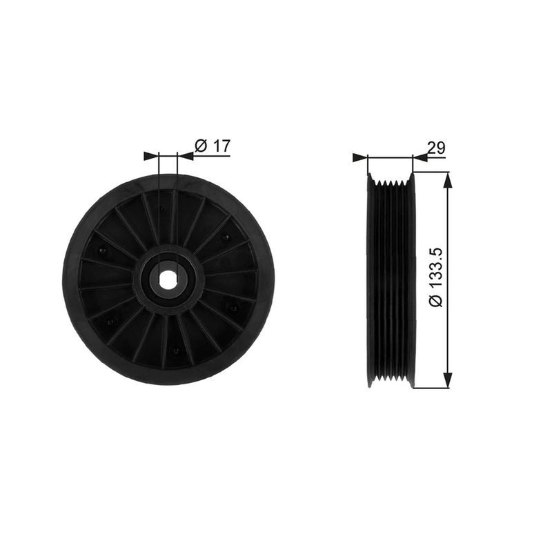 Gates V-Ribbed Belt Deflection/Guide Pulley T38034