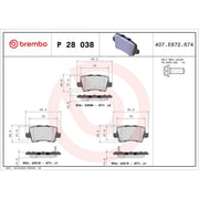 Brembo 4 x Rear Brake Pad Set P28038