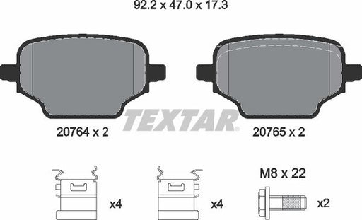 TEXTAR 2076401 Brake Pad Set Rear Fits Citroen Fiat Opel Peugeot Toyota TEXTAR - Town Parts