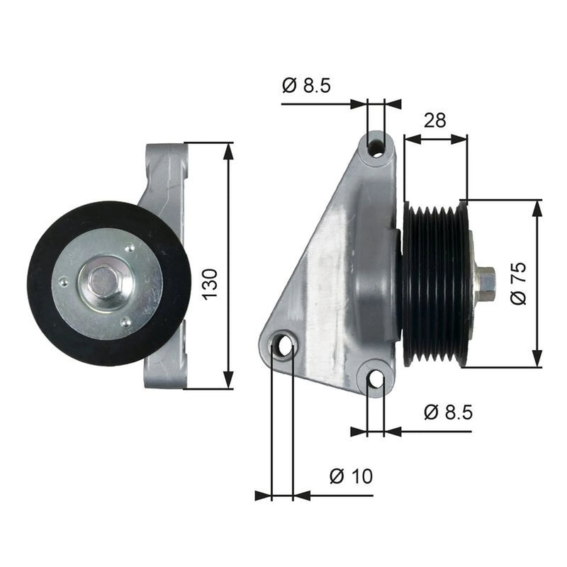 Gates V-Ribbed Belt Deflection/Guide Pulley Upper T36422