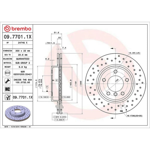 Brembo Xtra 2 x Perforated/Vented Front Brake Discs 09.7701.1X
