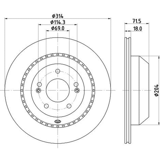 Mintex 2 x Rear Brake Discs MDC2855C