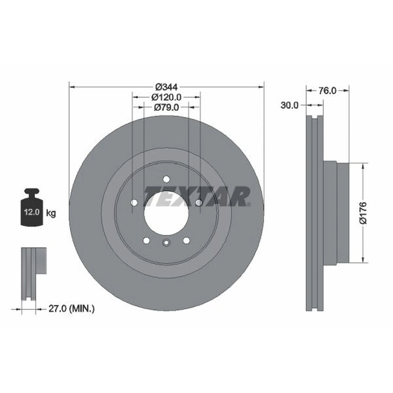 Textar 2 x Front Brake Discs 92185103
