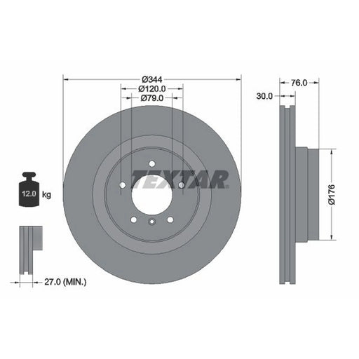 Textar 2 x Front Brake Discs 92185103