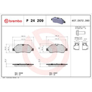 Brembo 4 x Rear Brake Pad Set P24209