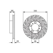 Bosch 2 x Front Vented Brake Discs 0 986 479 D24