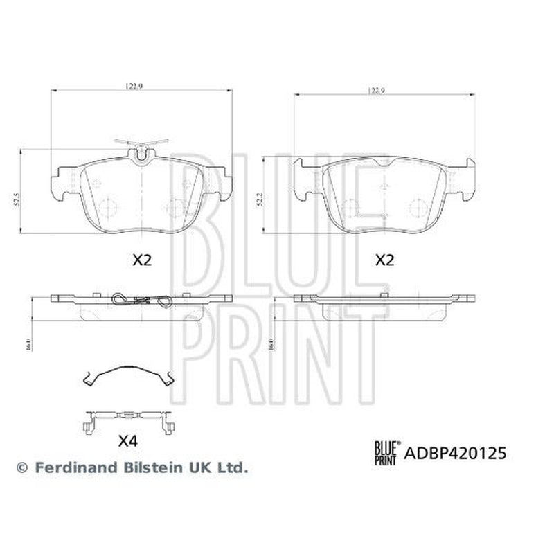 Blue Print Rear Brake Pad Set ADBP420125