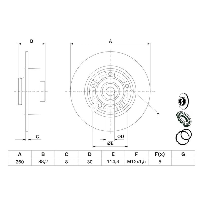 Bosch 2 x Solid Rear Brake Discs 0 986 479 761
