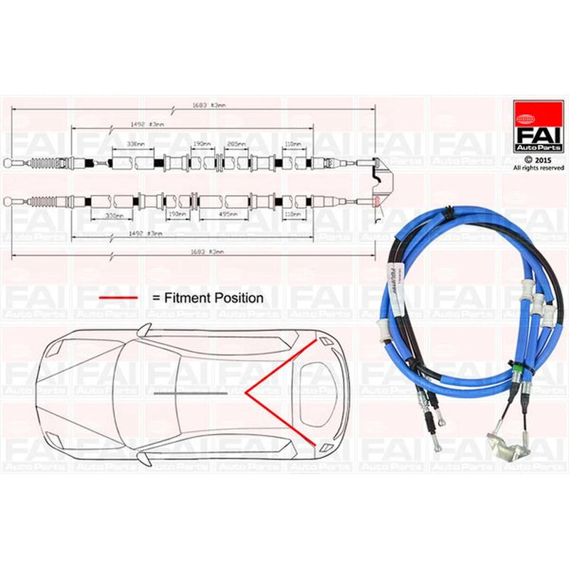 FAI Handbrake Cable Left Rear FBC0160