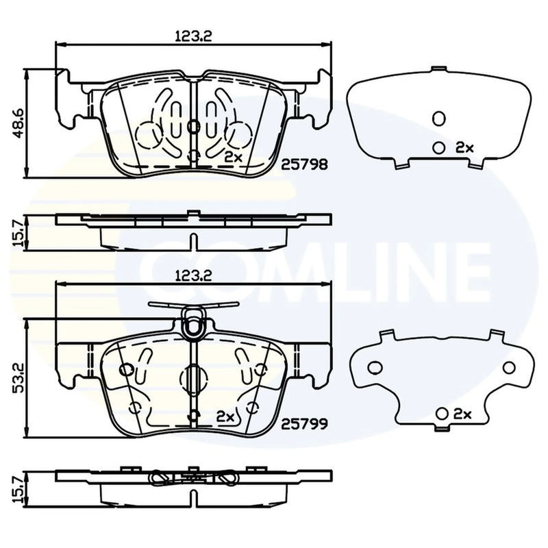 Comline 4 x Rear Brake Pad Set CBP02243