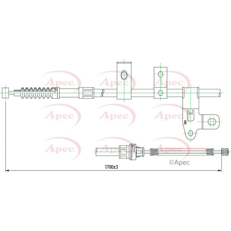Apec Handbrake Cable Right Rear CAB1428